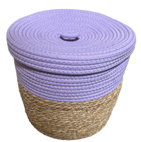 Opbergmand met deksel - Lila - hoogte 28 cm