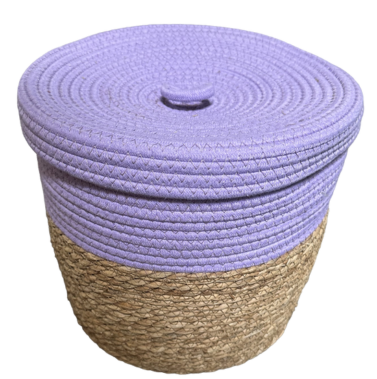 Opbergmand met deksel - Lila - hoogte 28 cm