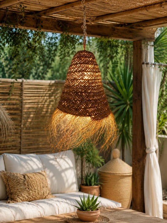 Hanglamp gevlochten - naturel - hoogte 50 cm