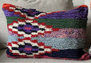 Marokkaans Boucherouite Block Print kussen - multi-colour rood - 60 x 40 cm