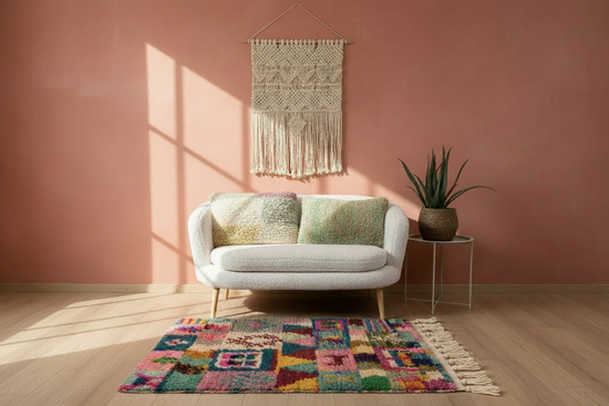Marokkaans Boujaad vloerkleed - multicolor - 137 x 105 cm