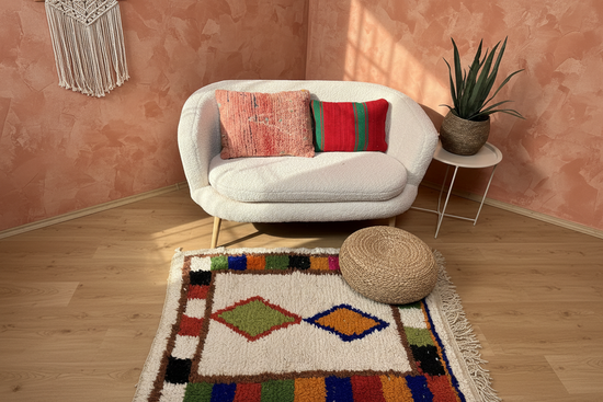 Marokkaans Boujaad vloerkleed - multicolor - 133 x 97 cm