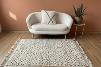 Marokkaans Boujaad vloerkleed - wit + zwart - 163 x 122 cm