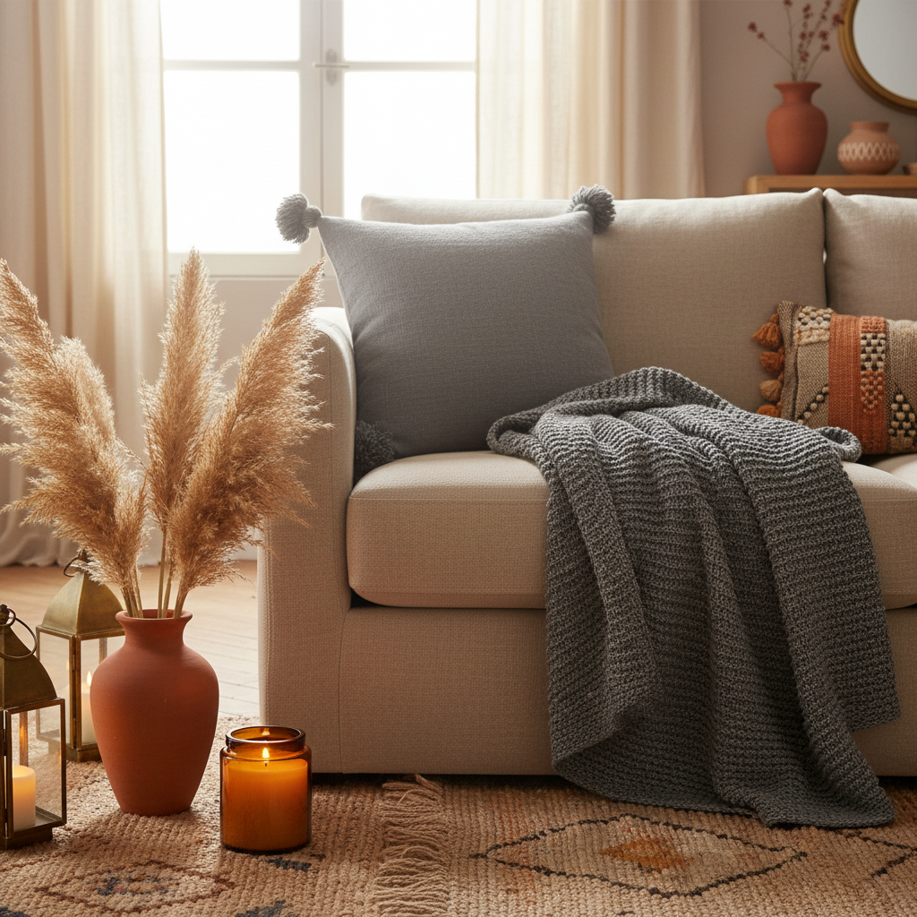 Pompom cushion - dark grey - 45 x 45 cm