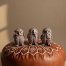 Brons metallic uilen - Horen, Zien & Zwijgen - Set van 3