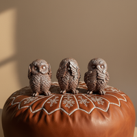 Brons metallic uilen - Horen, Zien & Zwijgen - Set van 3