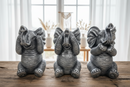 Zilveren olifanten - Horen, Zien & Zwijgen - Set van 3