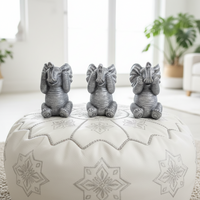 Zilveren olifanten - Horen, Zien & Zwijgen - Set van 3