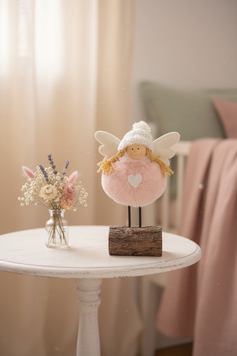 Engeltje op standaard - roze