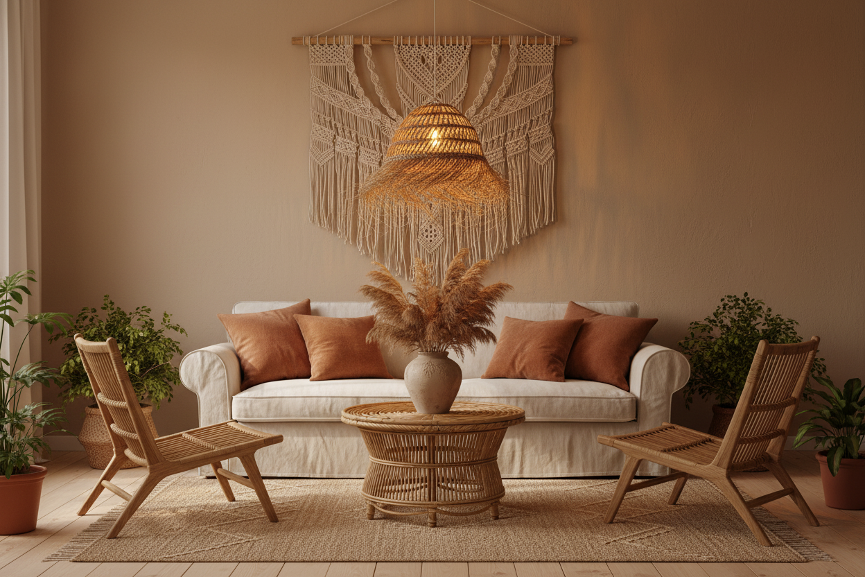 Hanglamp gevlochten bol fringy XL - naturel - hoogte 30 x dia 50 cm