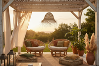 Hanglamp gevlochten bol fringy XL - naturel - hoogte 30 x dia 50 cm