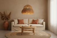 Hanglamp gevlochten Fringy - naturel - hoogte 45 cm x dia 40 cm