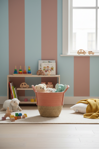 Opbergmand met handvaten - Oranje/Roze - hoogte 34 cm