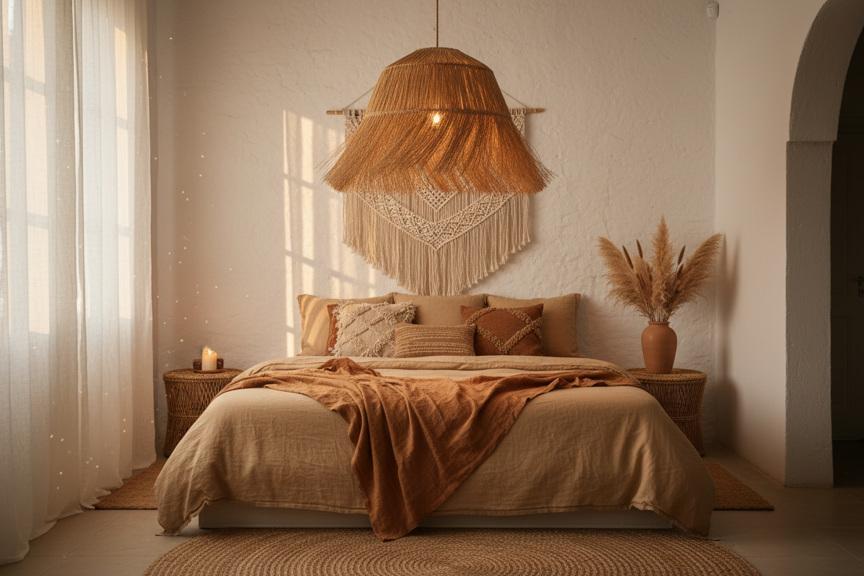Hanglamp gevlochten Fringy - naturel - hoogte 50 cm x dia 40 cm