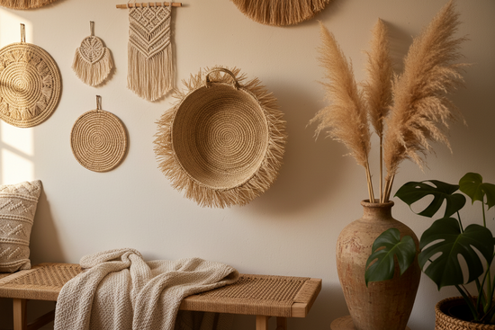 Raffia mand franjes - naturel