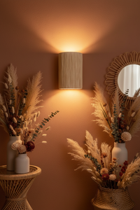 Raffia wandlamp - naturel - hoogte 32 cm
