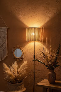 Raffia wandlamp - naturel - hoogte 20 cm