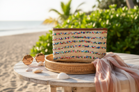 Rieten boho Clutch met multicolor pailletten