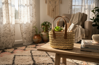 Rieten boho mand met gouden pailletten