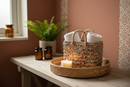 Rieten boho mand met multi-color pailletten