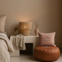 Duo raffia lamp - naturel - hoogte 21 x dia 25 cm